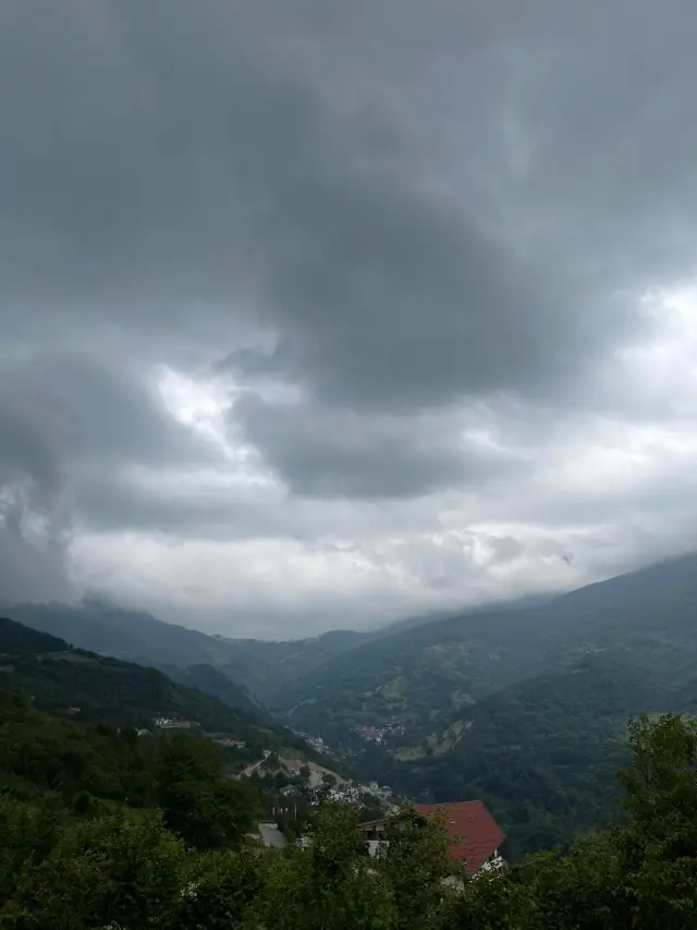 Clouds over a mountain valley near Prizren